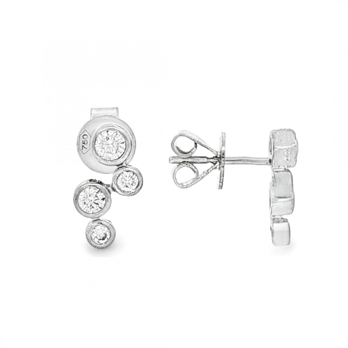18ct White Gold Diamond Scatter Stud Earrings - 6x11mm - 0.31ct