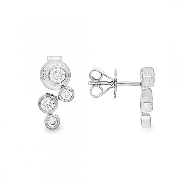 18ct White Gold Diamond Scatter Stud Earrings - 6x11mm - 0.31ct
