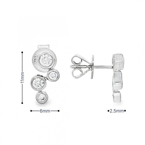 18ct White Gold Diamond Scatter Stud Earrings - 6x11mm - 0.31ct