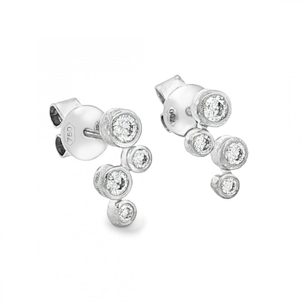 18ct White Gold Diamond Scatter Stud Earrings - 6x11mm - 0.31ct