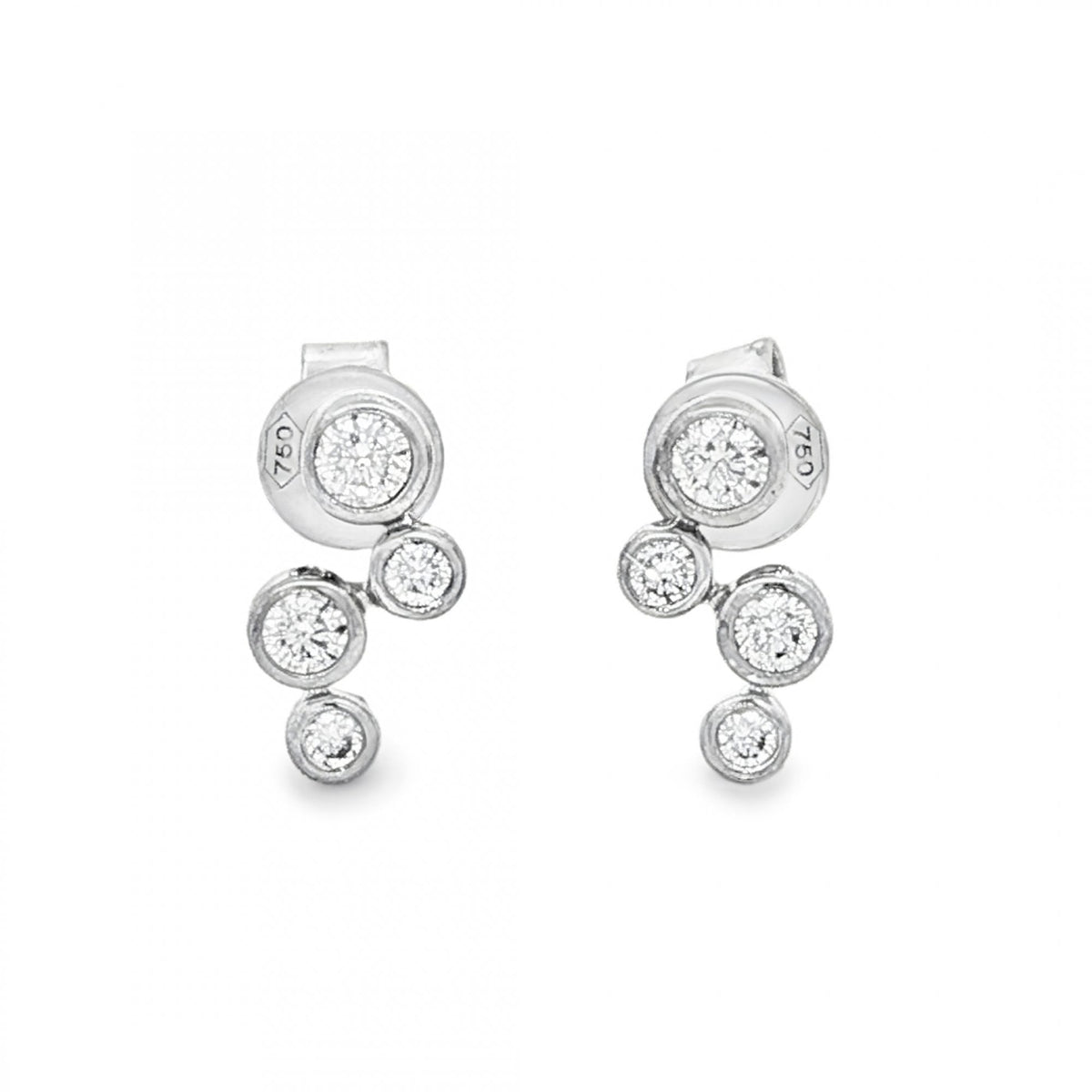 18ct White Gold Diamond Scatter Stud Earrings - 6x11mm - 0.31ct