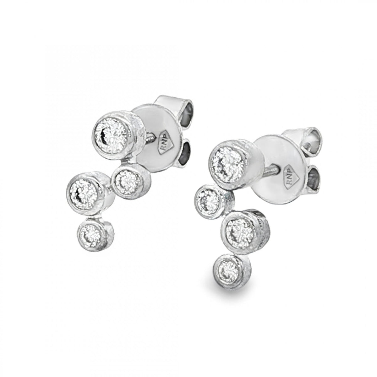 18ct White Gold Diamond Scatter Stud Earrings - 6x11mm - 0.31ct