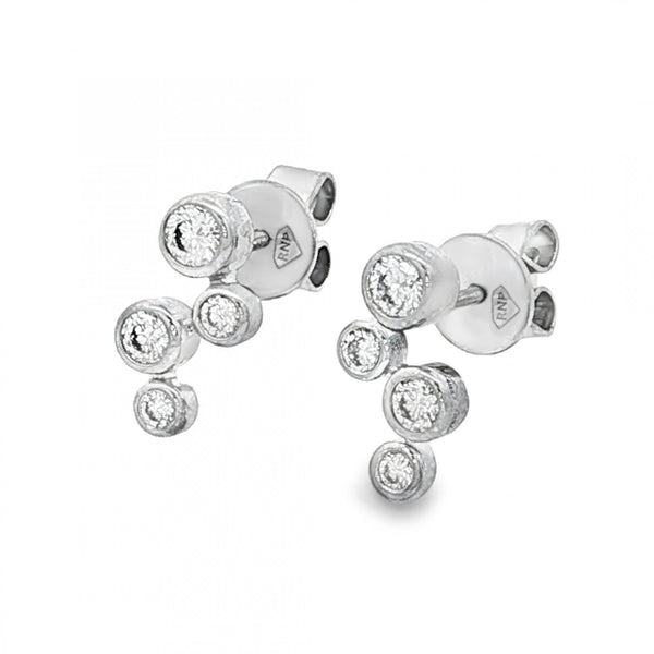 18ct White Gold Diamond Scatter Stud Earrings - 6x11mm - 0.31ct