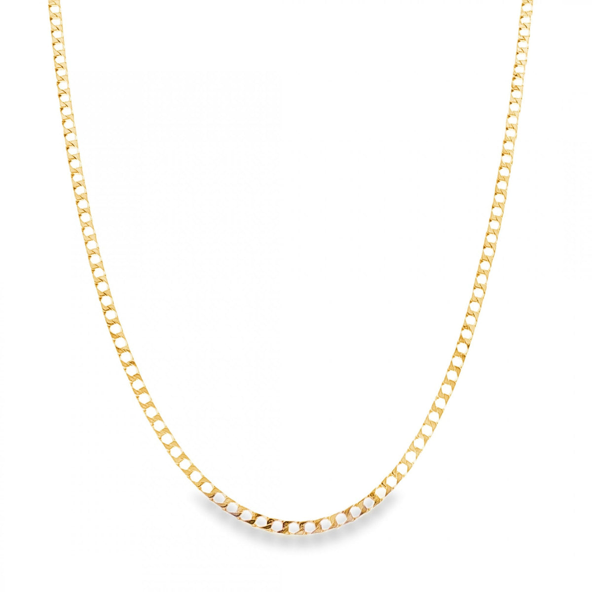 9ct Yellow Gold Flat Square Curb Chain - 24"-  9.0g