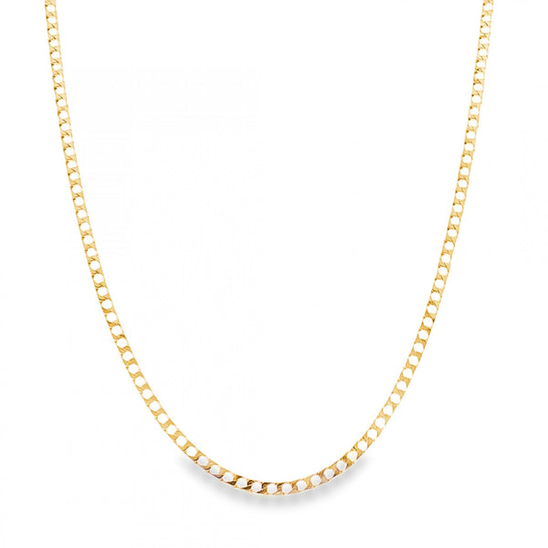 9ct Yellow Gold Flat Square Curb Chain - 24"-  9.0g