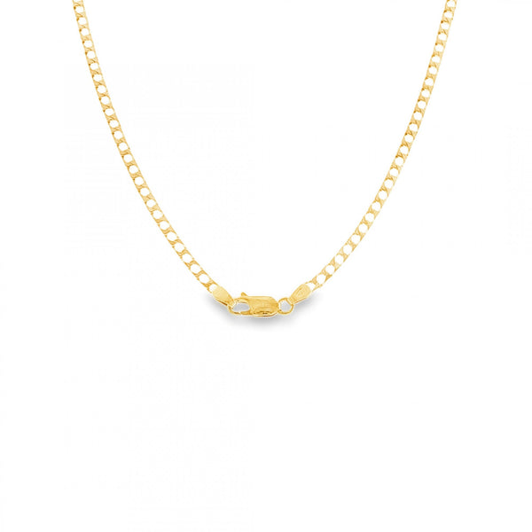 9ct Yellow Gold Flat Square Curb Chain - 24"-  9.0g
