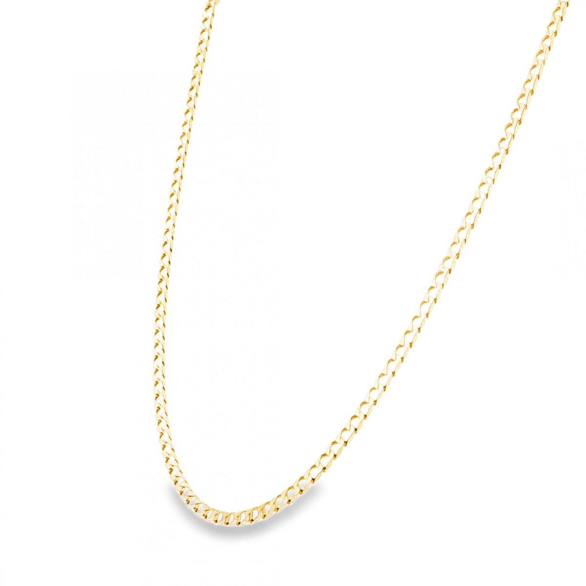 9ct Yellow Gold Flat Square Curb Chain - 24"-  9.0g