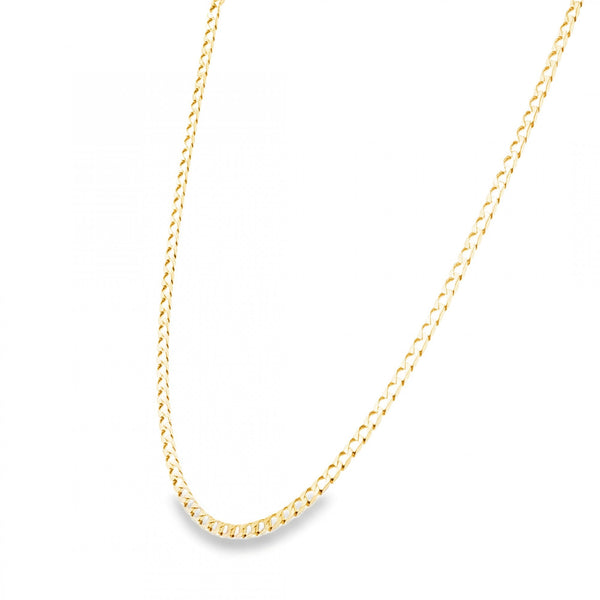 9ct Yellow Gold Flat Square Curb Chain - 24"-  9.0g
