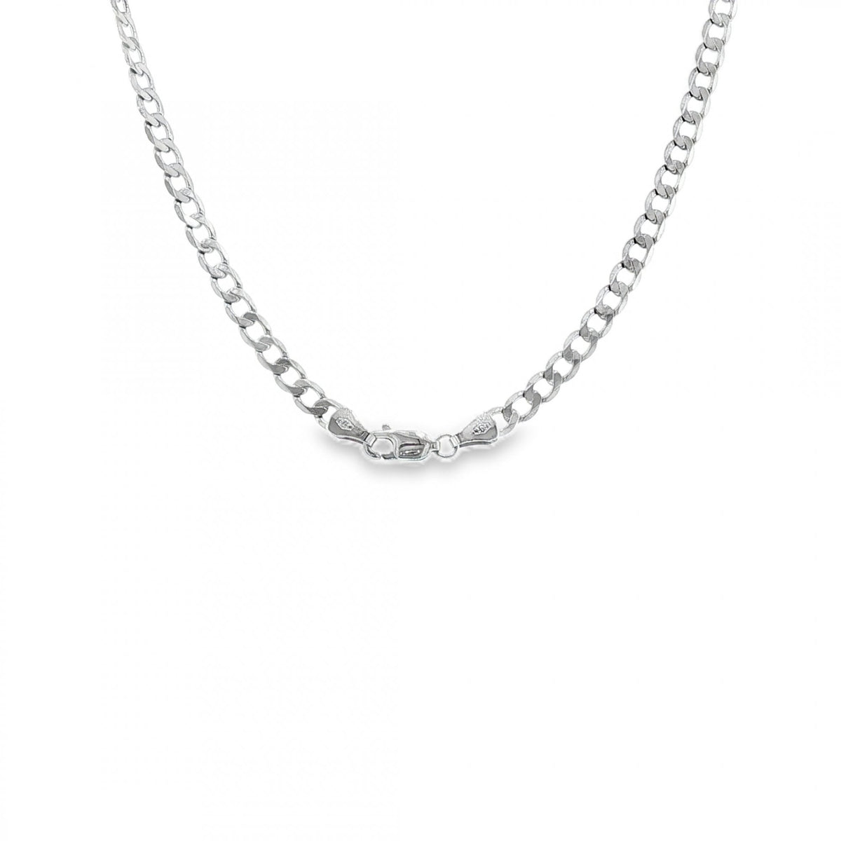 9ct White Gold Flat Curb Chain - 18" - 9.8g