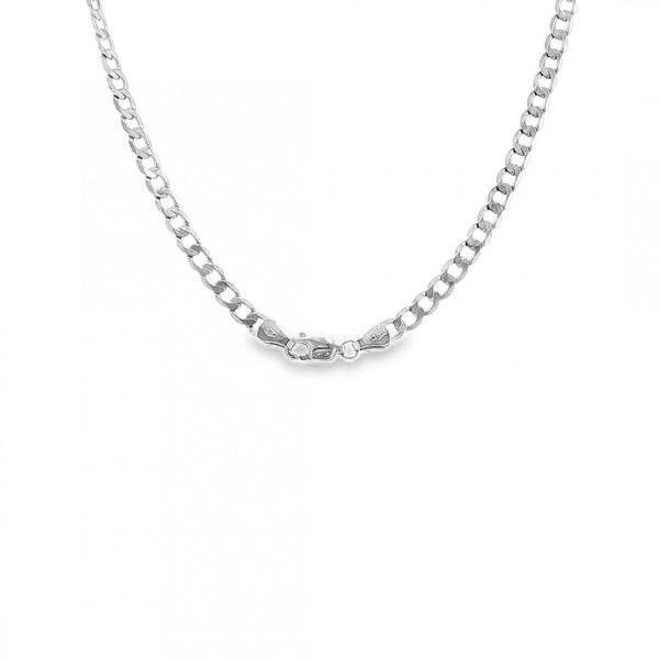 9ct White Gold Flat Curb Chain - 18" - 9.8g