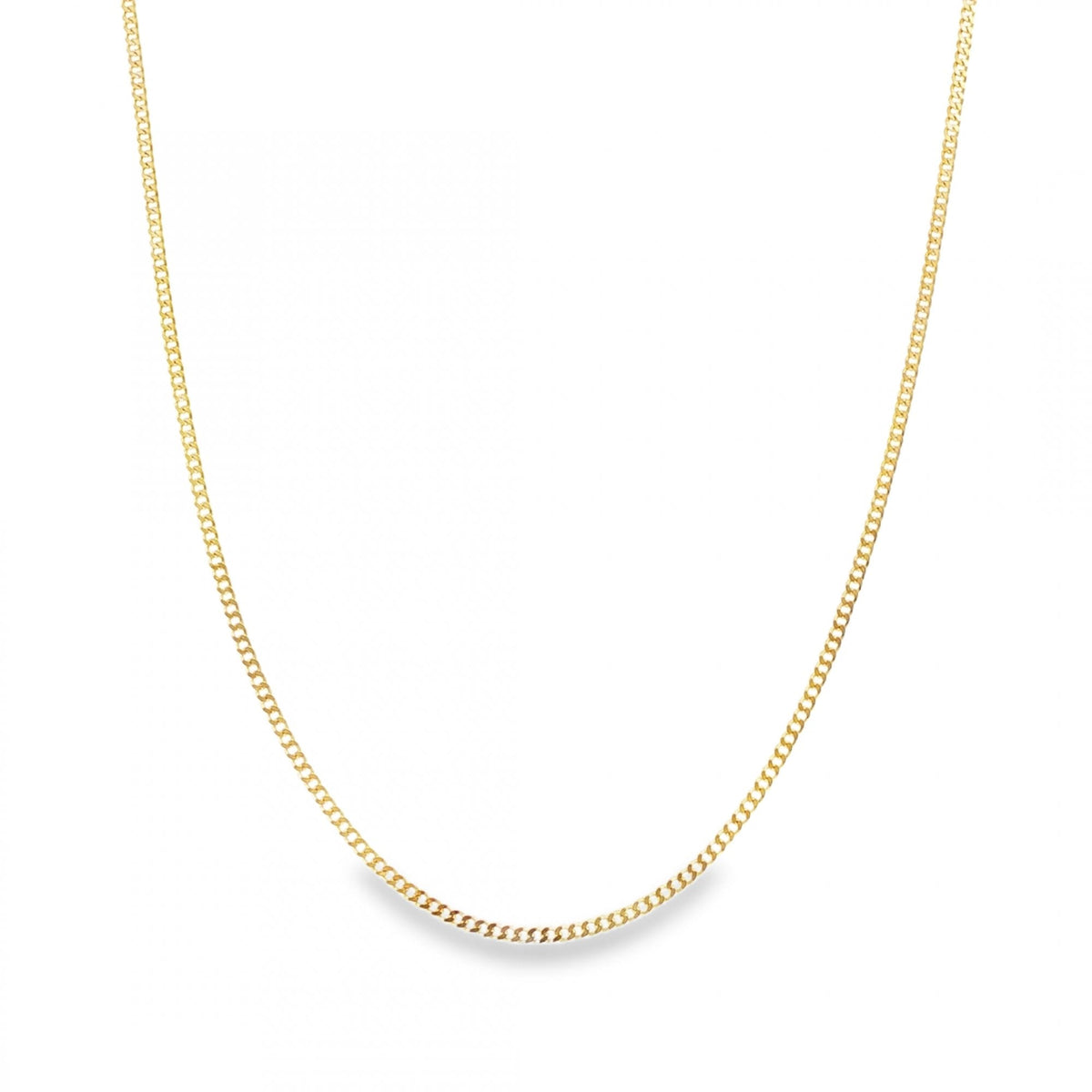 9ct Yellow Gold Fine Round Curb Chain - 18" -  2.9g