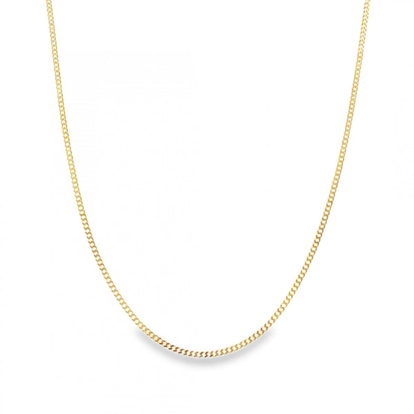 9ct Yellow Gold Fine Round Curb Chain - 18" -  2.9g