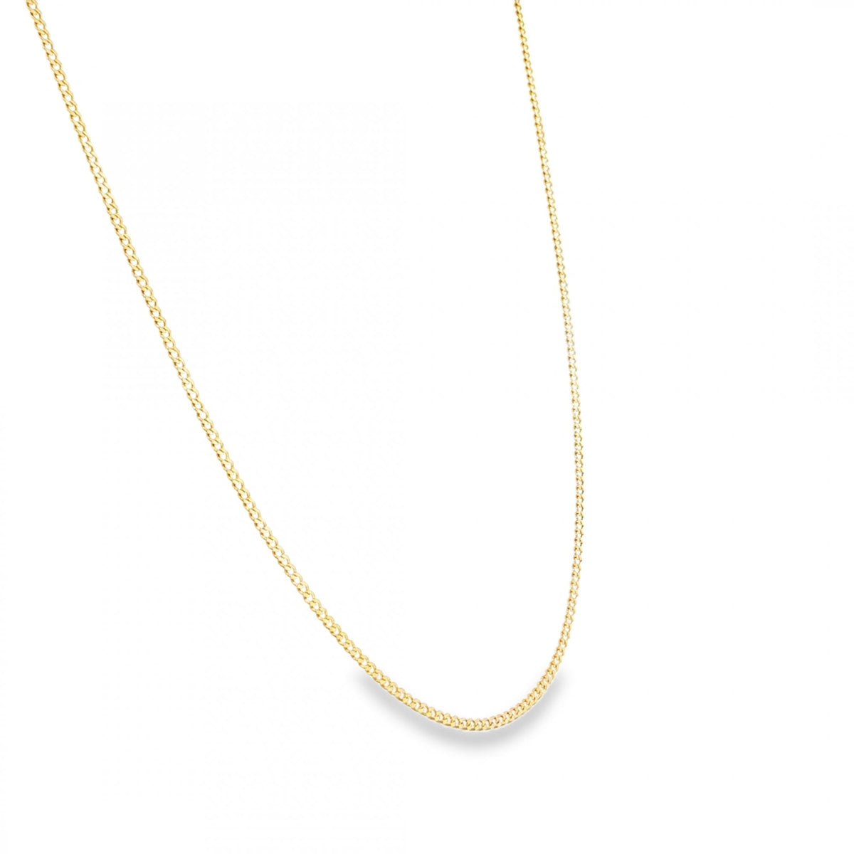 9ct Yellow Gold Fine Round Curb Chain - 18" -  2.9g