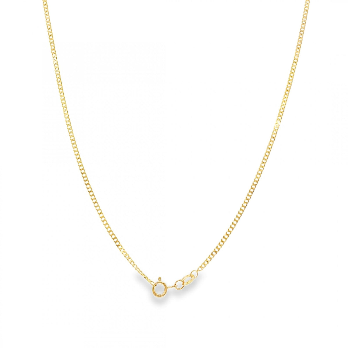 9ct Yellow Gold Fine Round Curb Chain - 18" -  2.9g