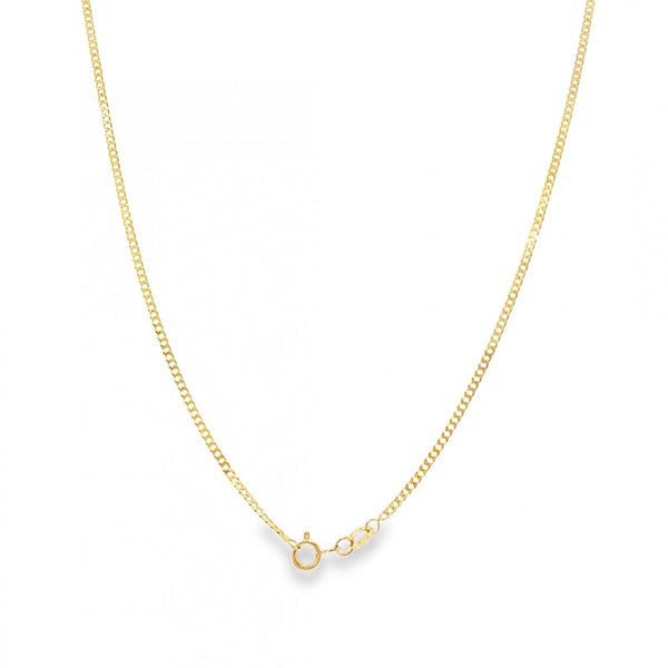 9ct Yellow Gold Fine Round Curb Chain - 18" -  2.9g