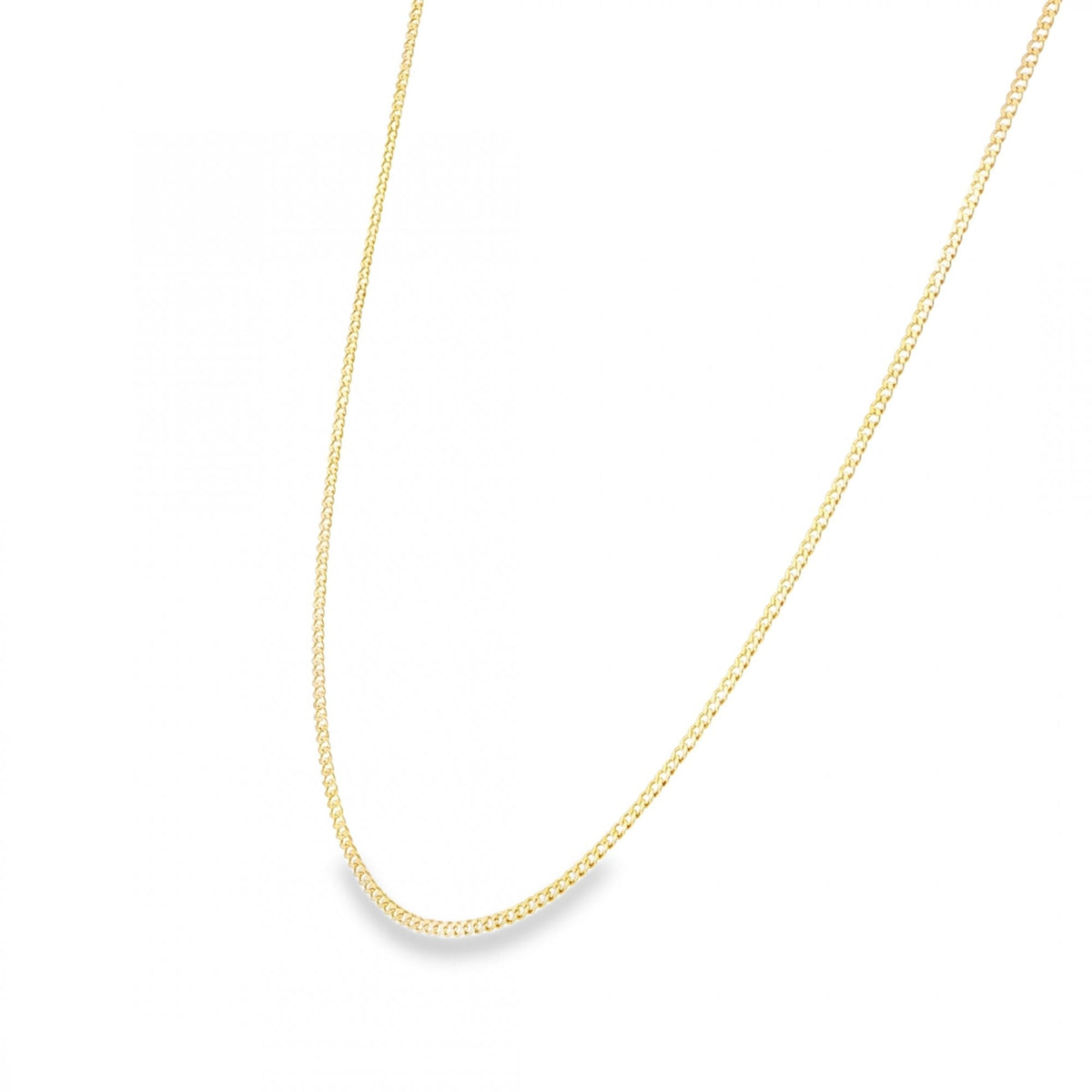 9ct Yellow Gold Fine Round Curb Chain - 18" -  2.9g