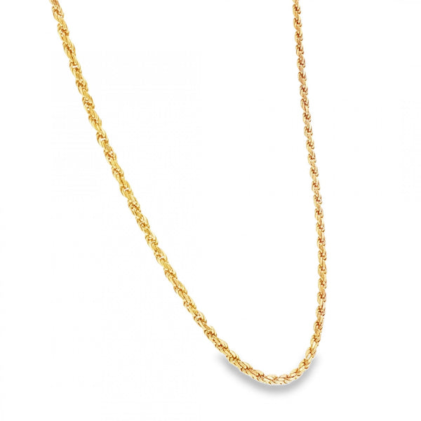 9ct Yellow Gold Closed Rope Chain - 24" - 17.0g