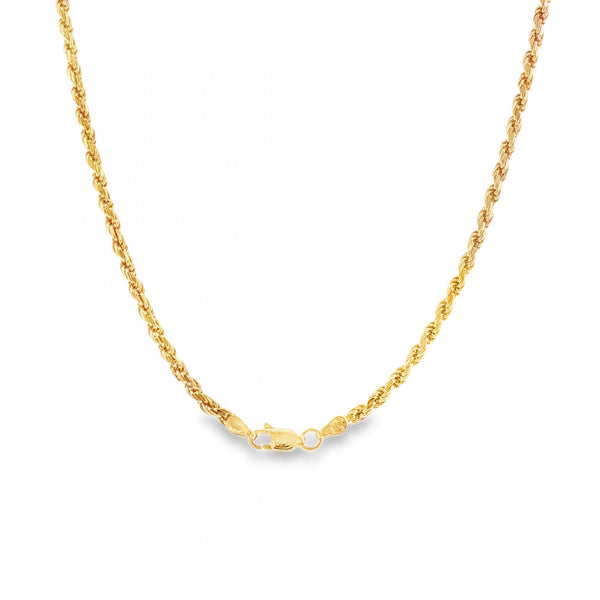 9ct Yellow Gold Closed Rope Chain - 24" - 17.0g