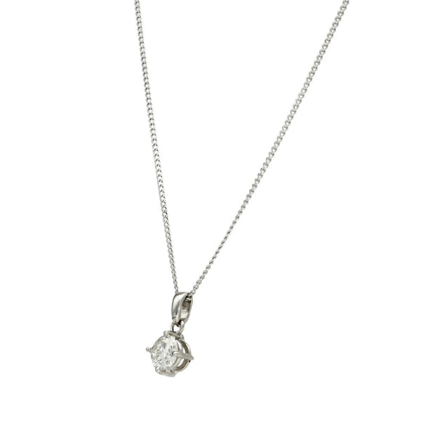 18ct White Gold Diamond Dot Pendant & Chain - 18" - 1.00ct