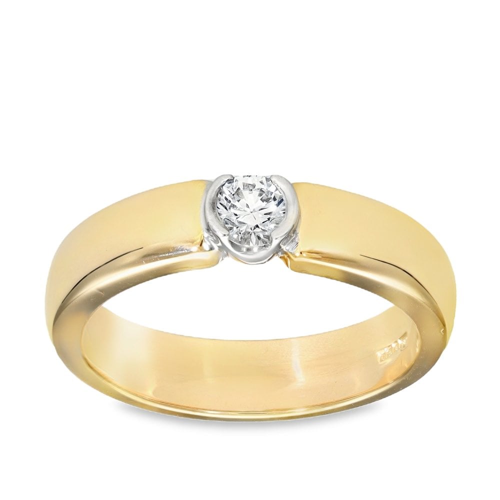 14ct Yellow Gold Diamond Solitaire Engagement Ring - 0.33ct