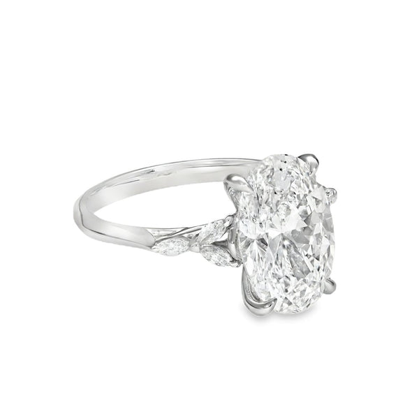 4.20ct White Gold Certified Oval Diamond Engagement Ring -E/VVS2