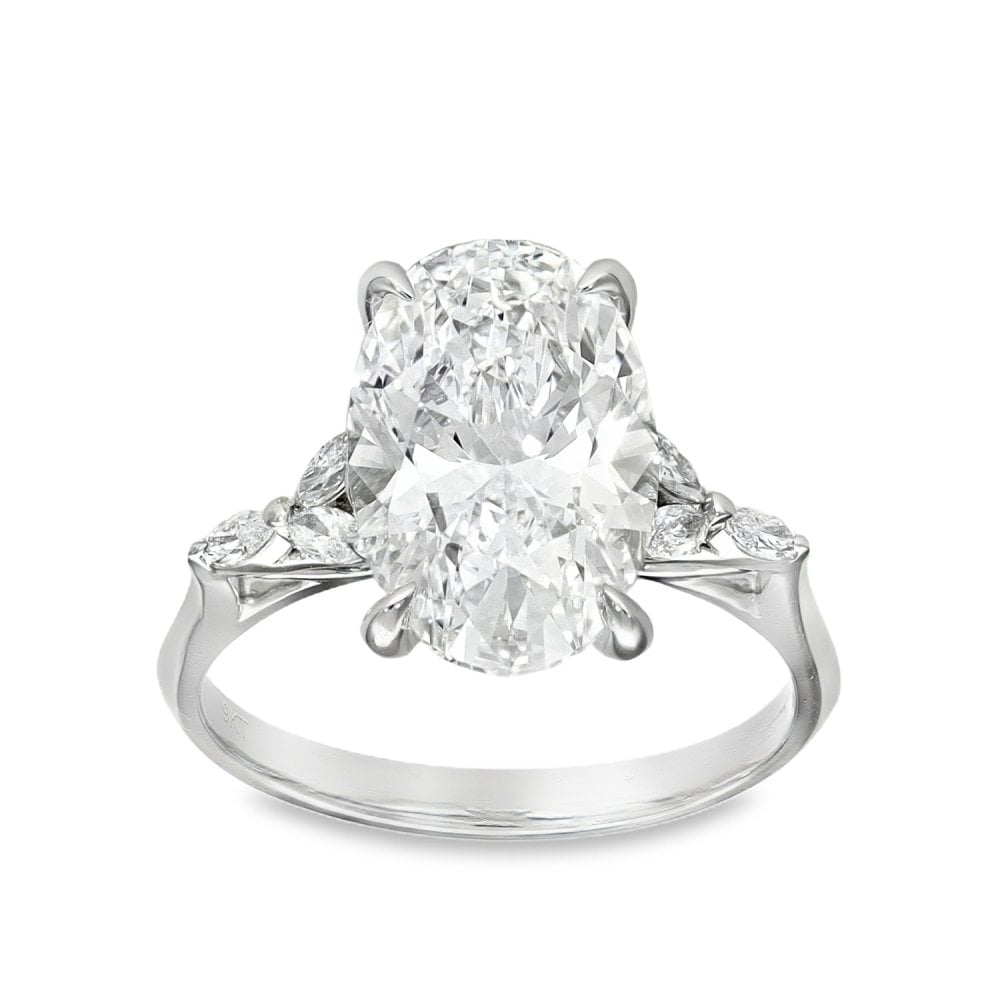 4.20ct White Gold Certified Oval Diamond Engagement Ring -E/VVS2