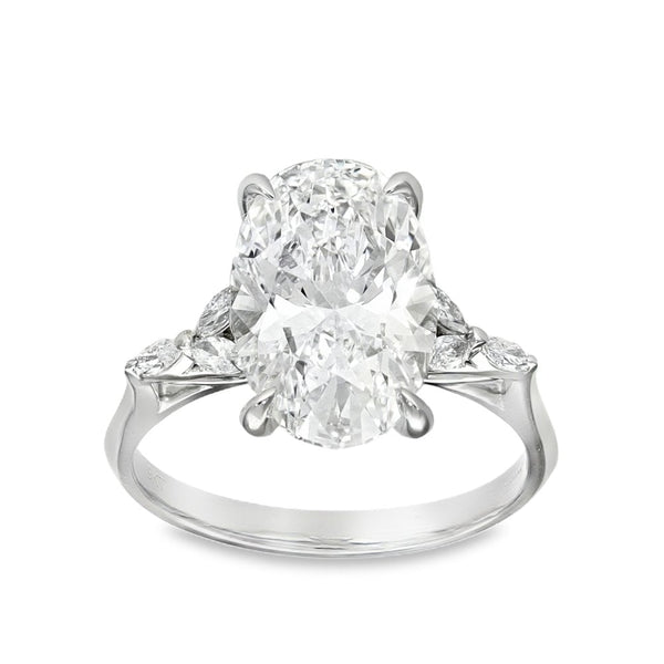 4.20ct White Gold Certified Oval Diamond Engagement Ring -E/VVS2