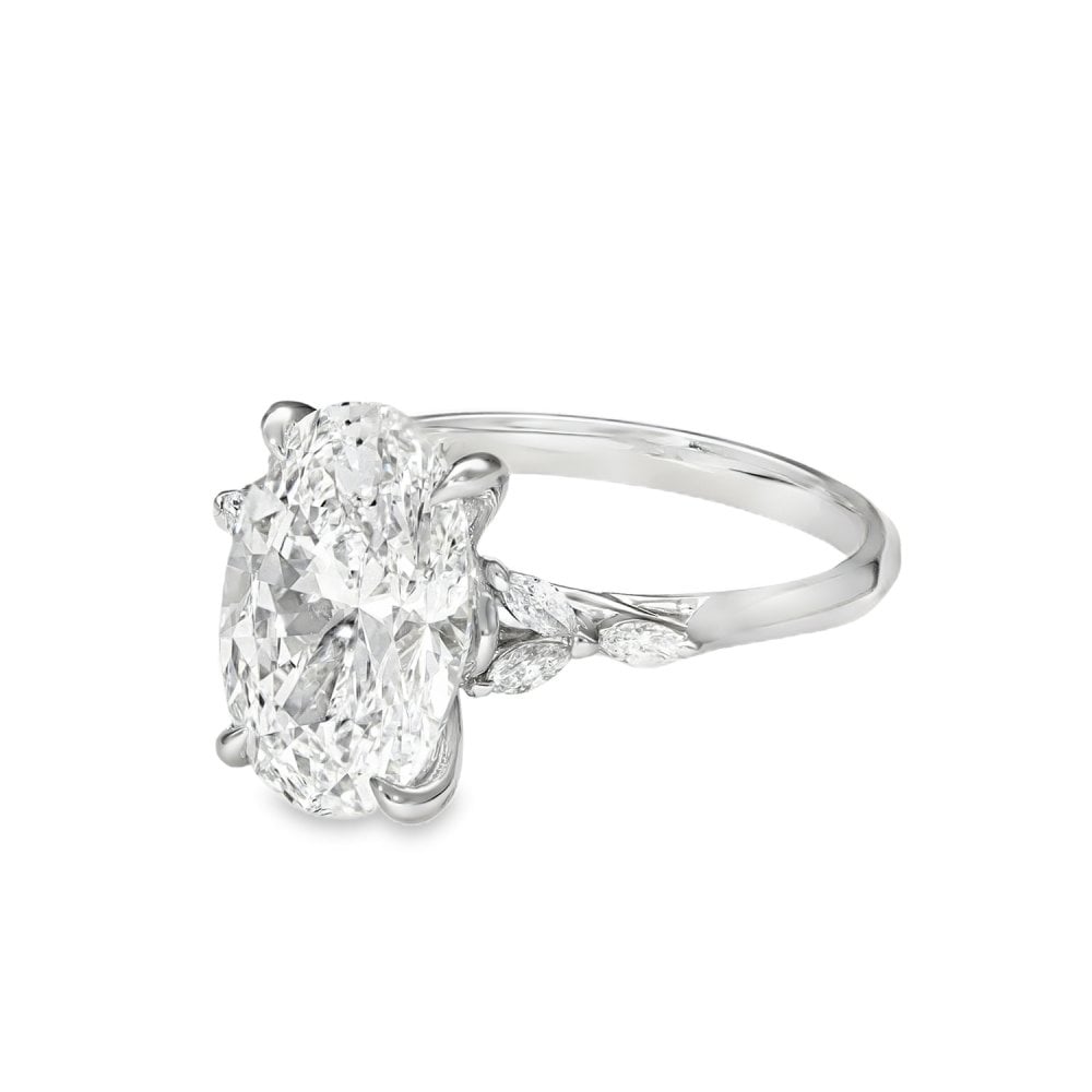 4.20ct White Gold Certified Oval Diamond Engagement Ring -E/VVS2