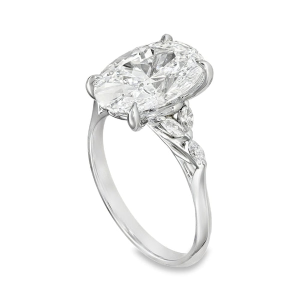 4.20ct White Gold Certified Oval Diamond Engagement Ring -E/VVS2