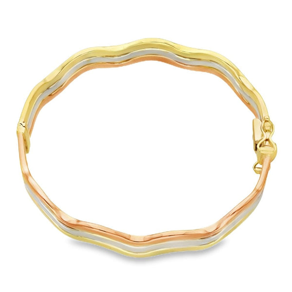 9ct Multi-Tone Gold Triple-Wave Bangle - 17.5cm - 17.7g