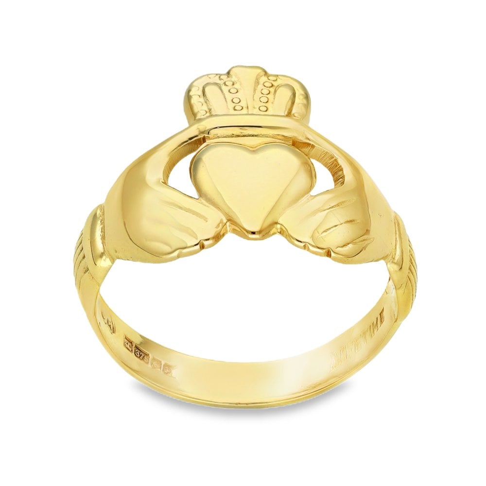 9ct Yellow Gold Claddagh Ring - Size T - 16mm