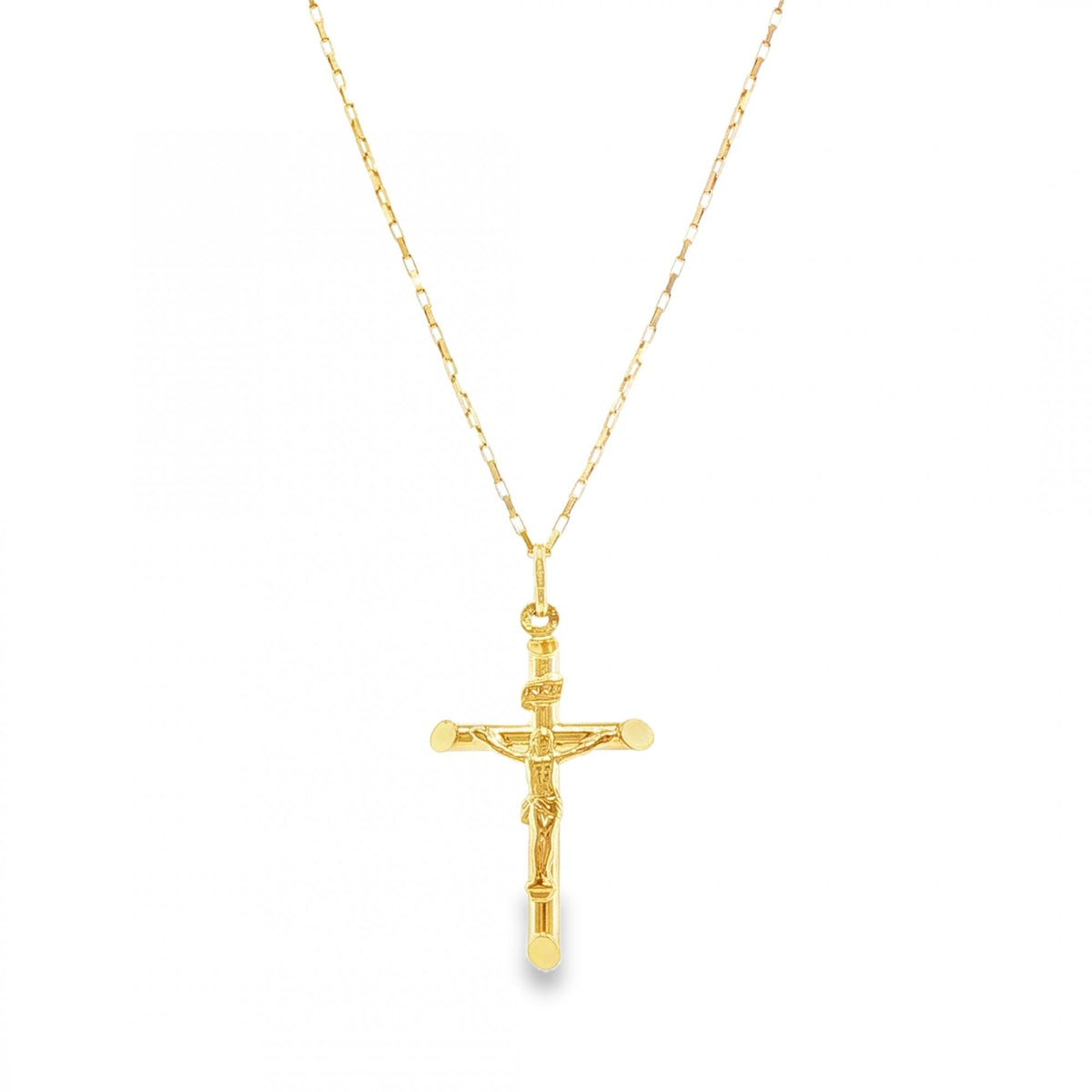 9ct Yellow Gold Crucifix Pendant & Necklace - 22" - 3.6g