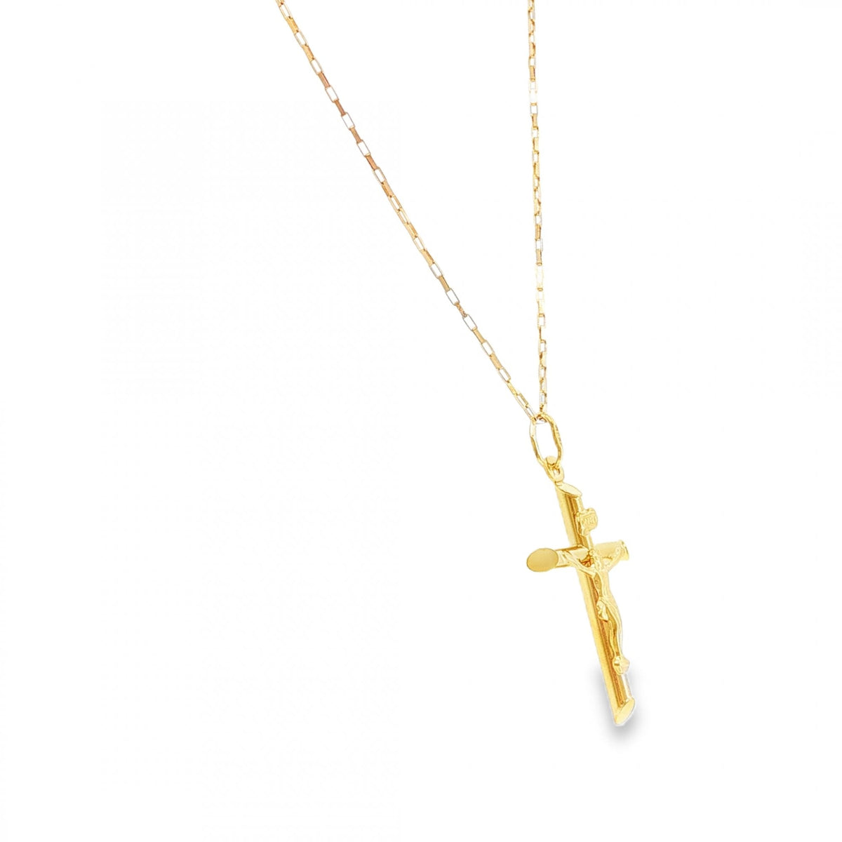 9ct Yellow Gold Crucifix Pendant & Necklace - 22" - 3.6g