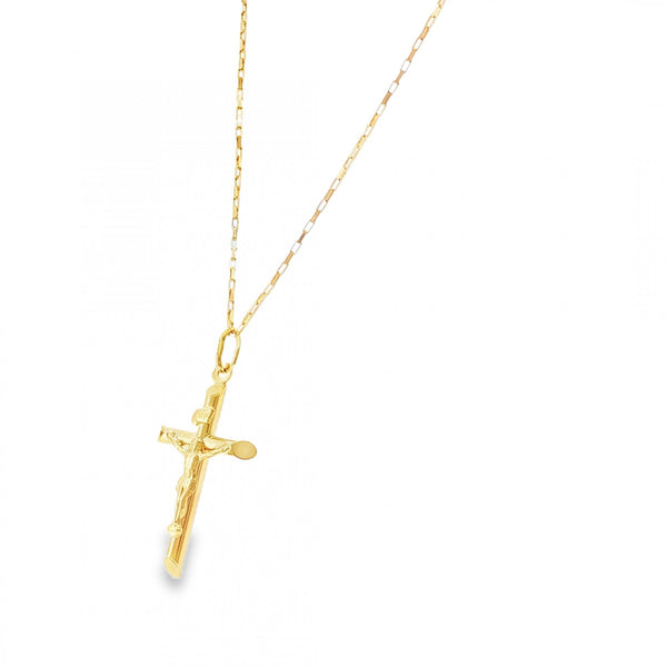 9ct Yellow Gold Crucifix Pendant & Necklace - 22" - 3.6g