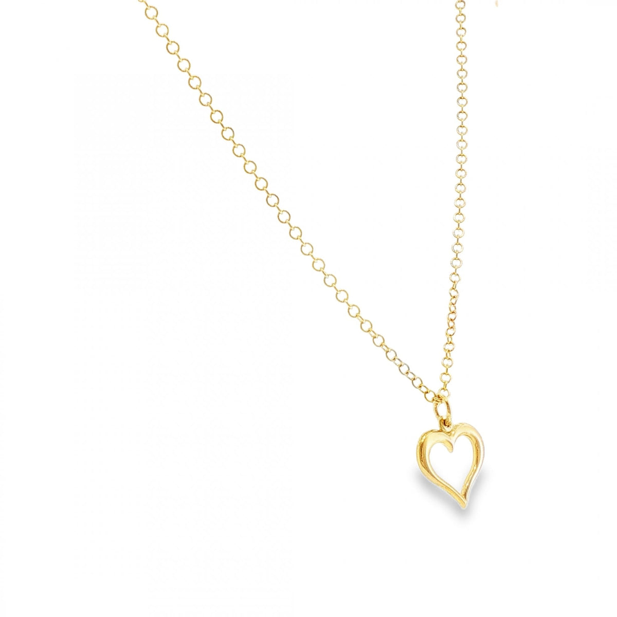 9ct Yellow Gold Open Heart Pendant & Necklace - 20" - 4.8g