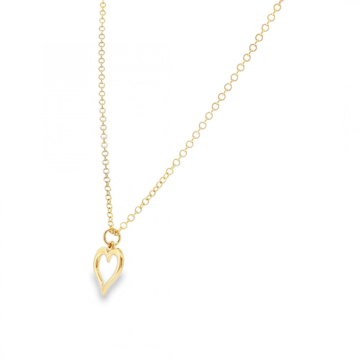 9ct Yellow Gold Open Heart Pendant & Necklace - 20" - 4.8g