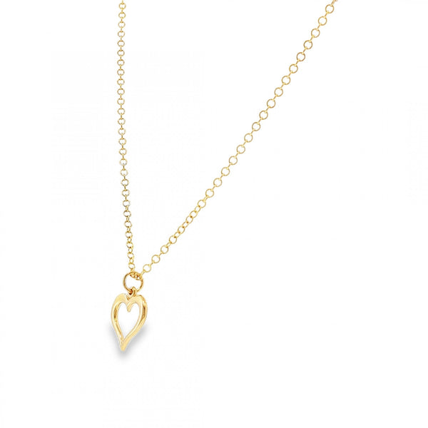 9ct Yellow Gold Open Heart Pendant & Necklace - 20" - 4.8g