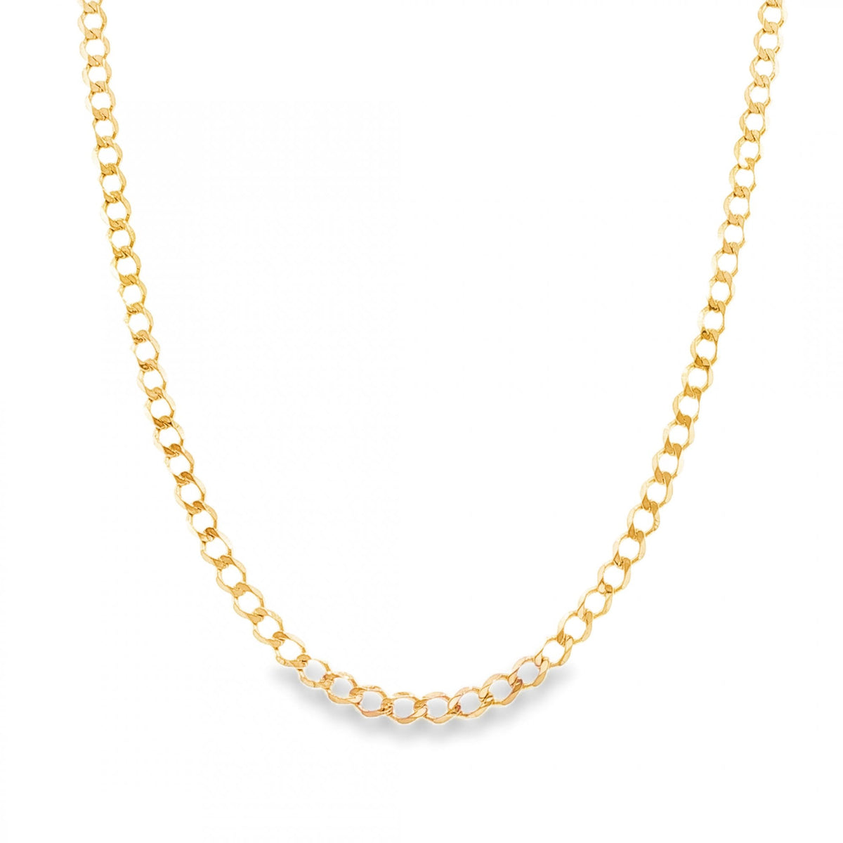 9ct Yellow Gold Oval Curb Chain - 18" - 7.8g