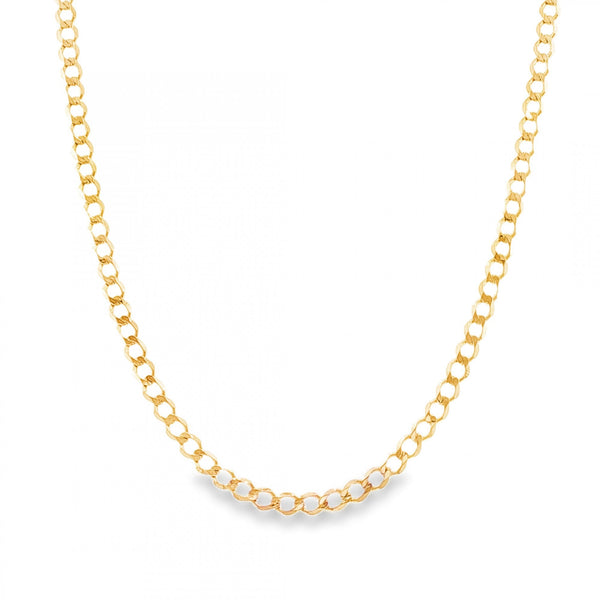 9ct Yellow Gold Oval Curb Chain - 18" - 7.8g