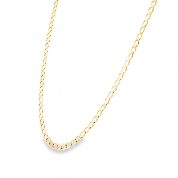 9ct Yellow Gold Oval Curb Chain - 18" - 7.8g