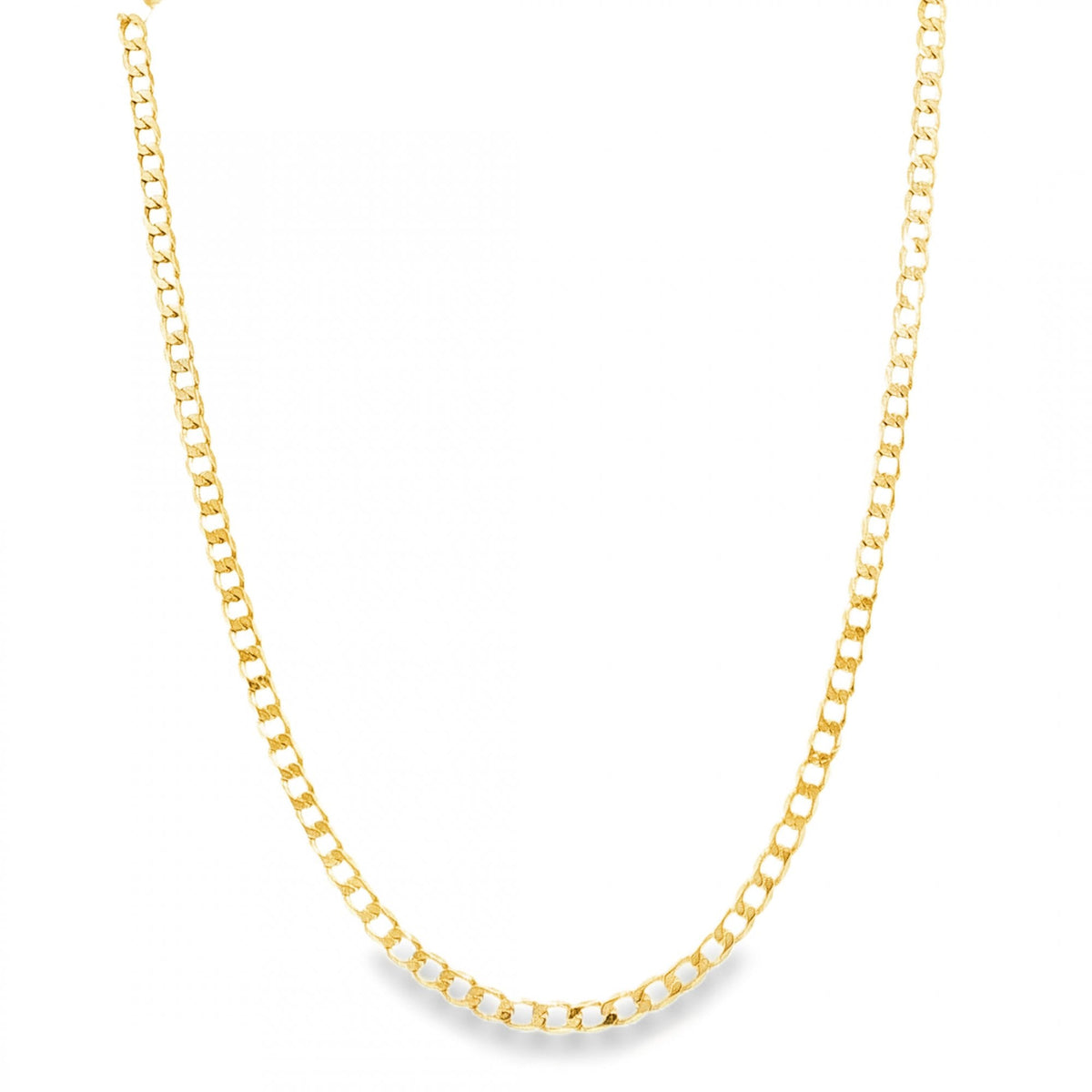9ct Yellow Gold Oval Flat Curb Chain - 18" - 6.7g