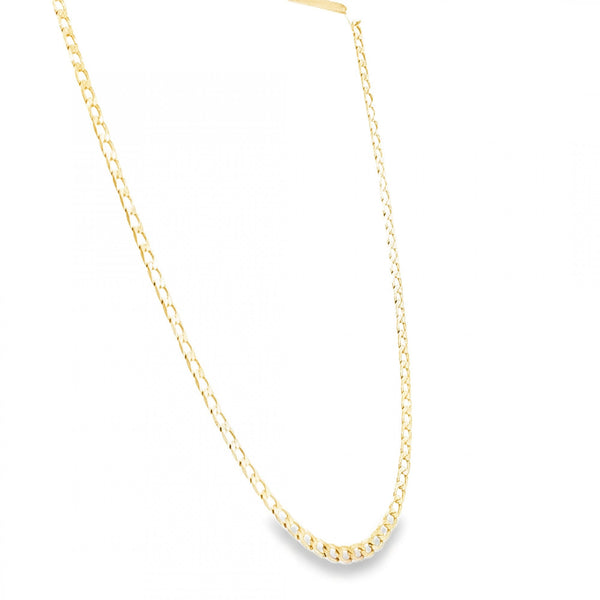 9ct Yellow Gold Oval Flat Curb Chain - 18" - 6.7g