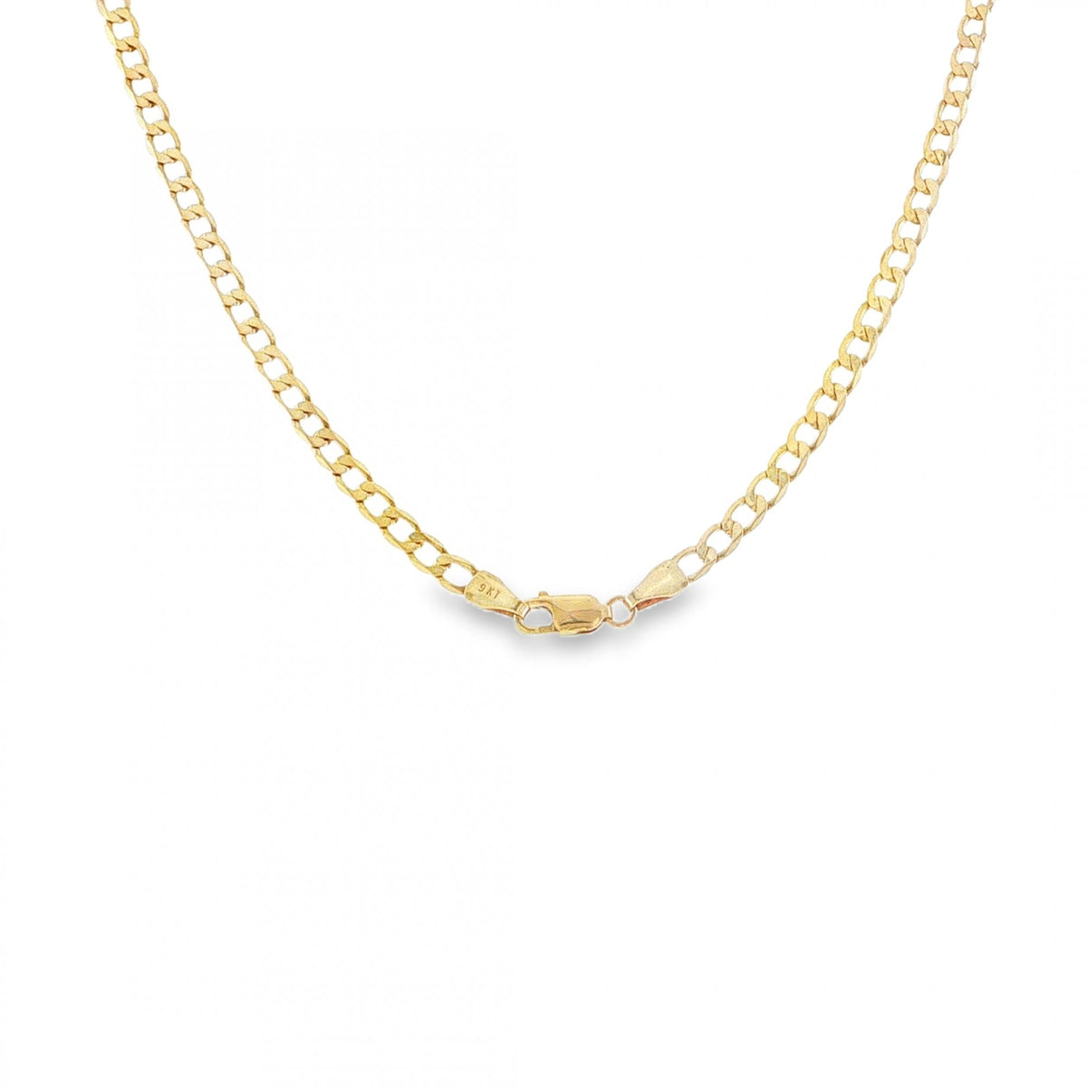 9ct Yellow Gold Oval Flat Curb Chain - 18" - 6.7g