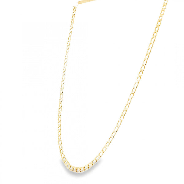 9ct Yellow Gold Oval Flat Curb Chain - 18" - 6.7g