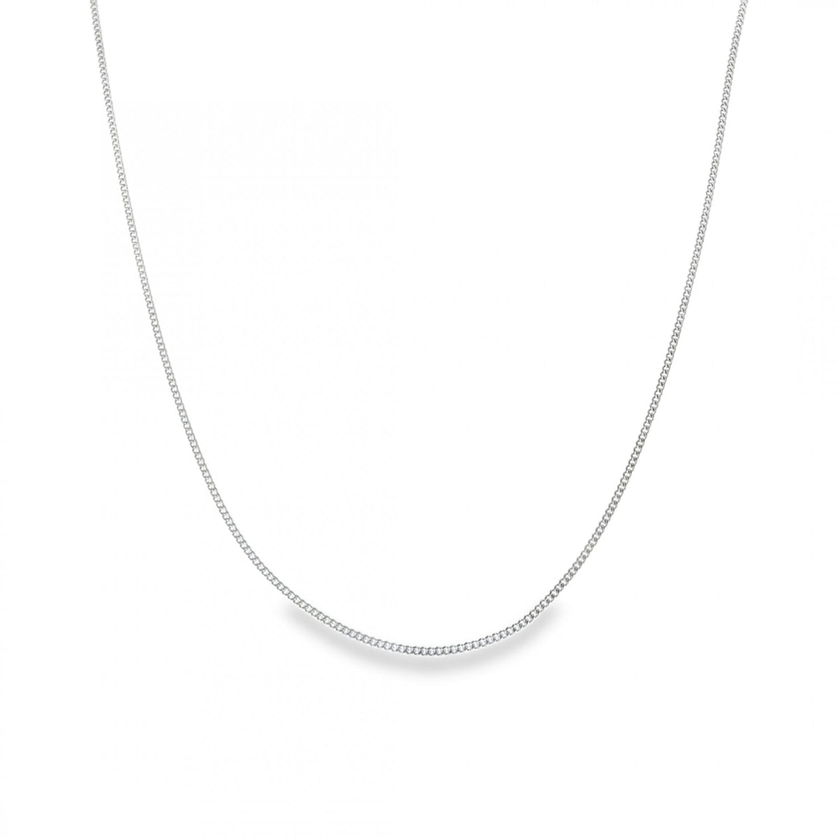9ct White Gold Fine Curb Chain - 20" - 2.5g