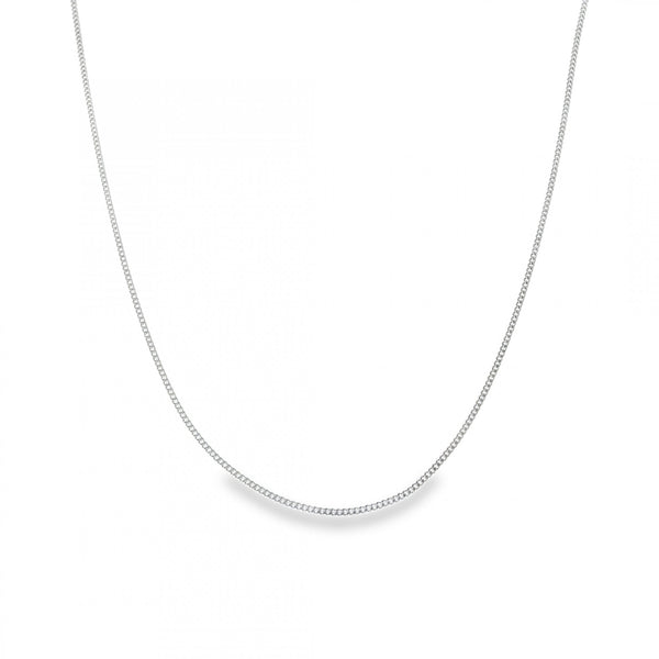 9ct White Gold Fine Curb Chain - 20" - 2.5g