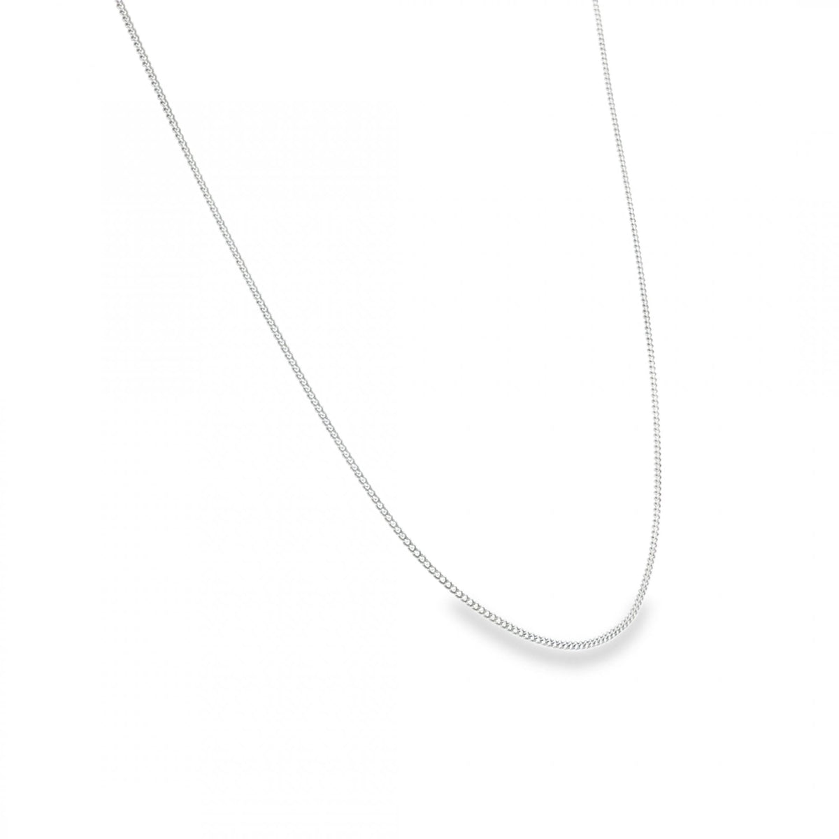 9ct White Gold Fine Curb Chain - 20" - 2.5g