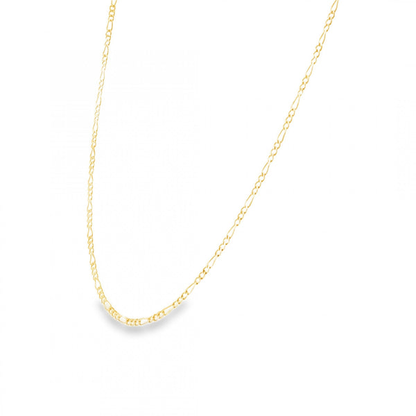 9ct Yellow Gold Fine Figaro Chain - 18" - 2.4g