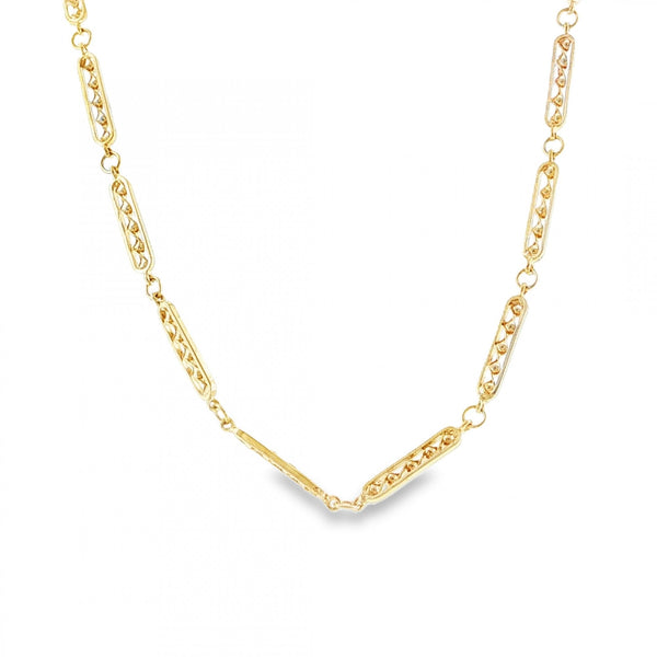 9ct Yellow Gold Twist Bar Chain - 16" - 11.7g