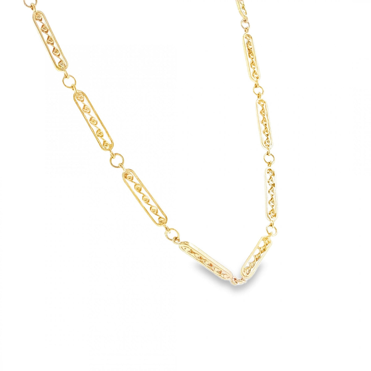 9ct Yellow Gold Twist Bar Chain - 16" - 11.7g